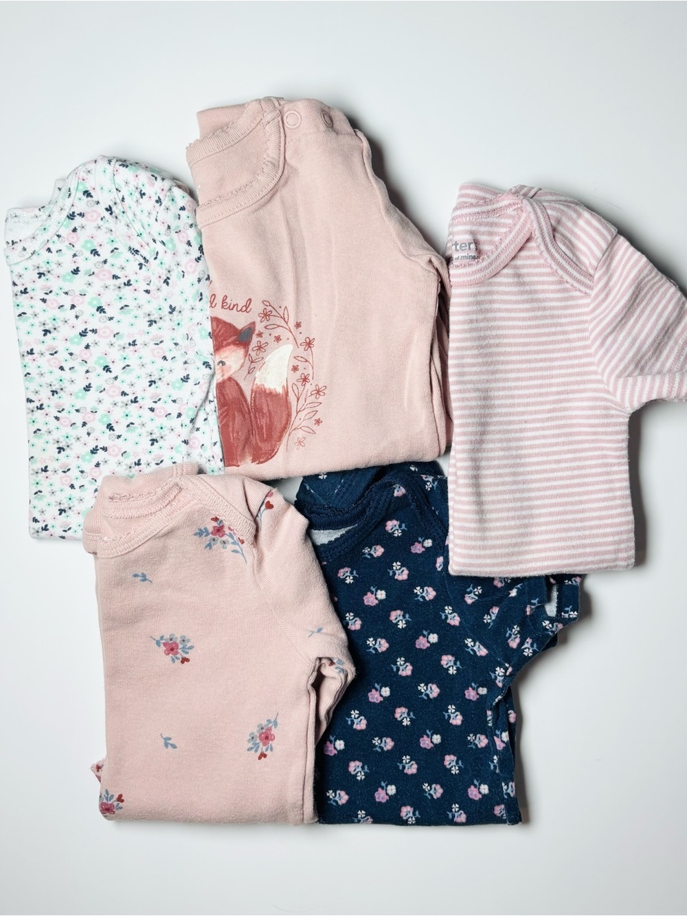 Carter's & Pekkle Woodland Fox & Ditsy Floral Bodysuit Bundle 5pc 12-18M